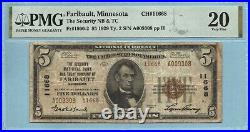 $5 National Currency 1929-T2 Ch#11668 Security NB&TC, Fairbault, MN PMG 20