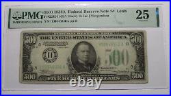 $500 1934-A St. Louis Federal Reserve Currency Bank Note Bill PMG VF25 FR 2202-H