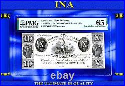 INA Louisiana New Orleans Canal Bank $10 US Obsolete Currency Note PMG 65 EPQ