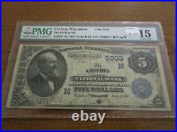 Large Size Wisconsin National Currency $5 Note Chilton NB PMG 15