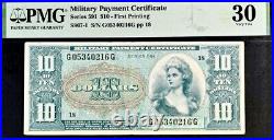 Military Payment Certificate $10 Series 591 First Printing PMG 30 Very Fine Note