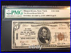 Mount Kisco, New York Series of 1929 $5.00 National Currency Note, PMG 40