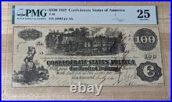 PMG VF 25 Confederate Currency T-39 $100 Note Issued N. B. Brown 1862 PF-13