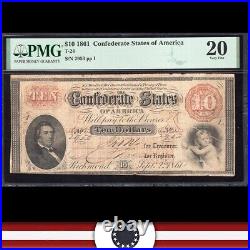 T-24 1861 $20 Confederate Currency Pmg 20 CIVIL War Note 2953-fz