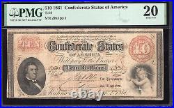 T-24 1861 $20 Confederate Currency Pmg 20 CIVIL War Note 2953-fz