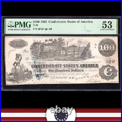 T-39 1862 $100 Confederate Currency Train Note PMG 53 comment 29427