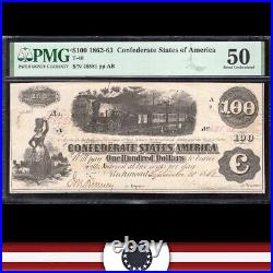 T-40 1862 $100 Confederate Currency Train Note Pmg 50 CIVIL War 48581