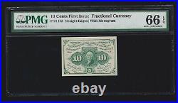 US 10c Fractional Currency Note 1st Issue with ABC FR 1242 PMG 66 EPQ GEM CU (01)