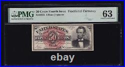 US 50c Lincoln Fractional Currency Note 4th Issue FR 1374 PMG 63 Ch CU (02)